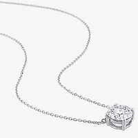 Womens Lab Created White Moissanite 14K White Gold Round 18 Inch Pendant Necklace