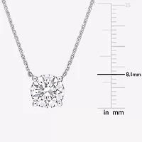 Womens Lab Created White Moissanite 14K White Gold Round 18 Inch Pendant Necklace