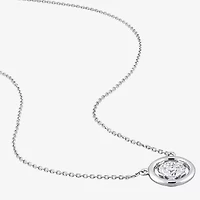 Womens Lab Created White Moissanite 14K White Gold Round 17 Inch Pendant Necklace