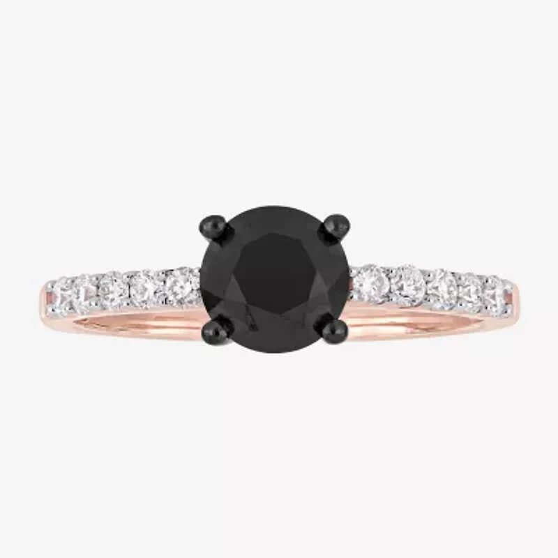 Midnight Black Womens 1 1/4 CT. T.W. Natural Diamond 14K Rose Gold Round Engagement Ring