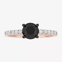 Midnight Black Womens 1 1/4 CT. T.W. Natural Diamond 14K Rose Gold Round Engagement Ring