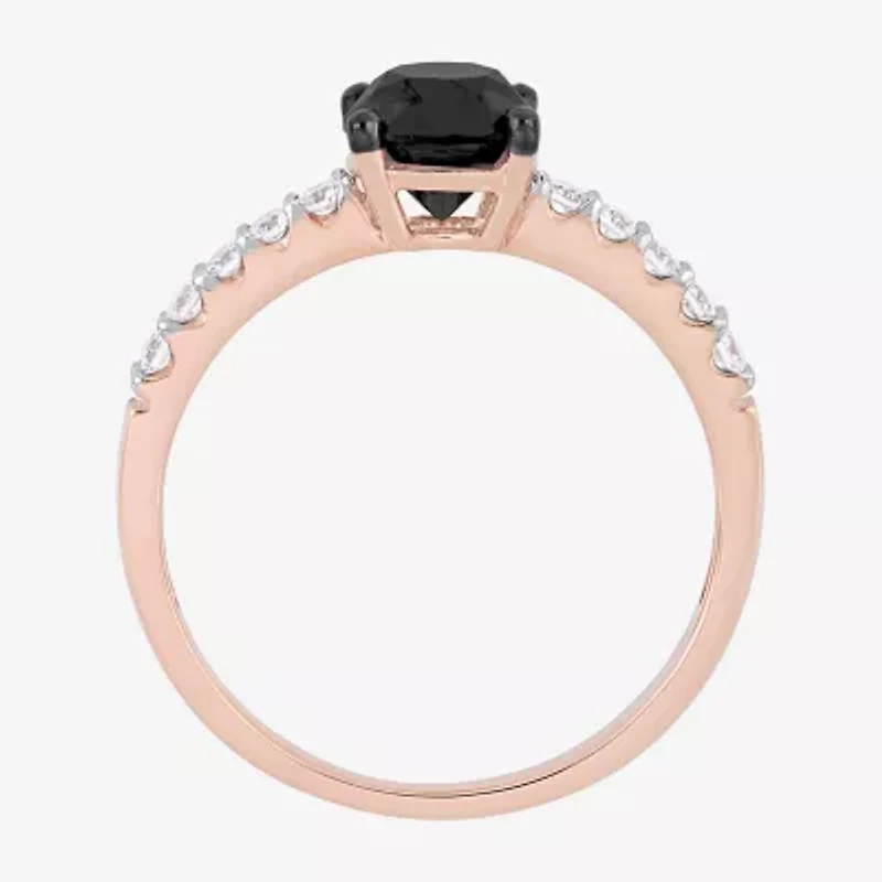 Midnight Black Womens 1 1/4 CT. T.W. Natural Diamond 14K Rose Gold Round Engagement Ring