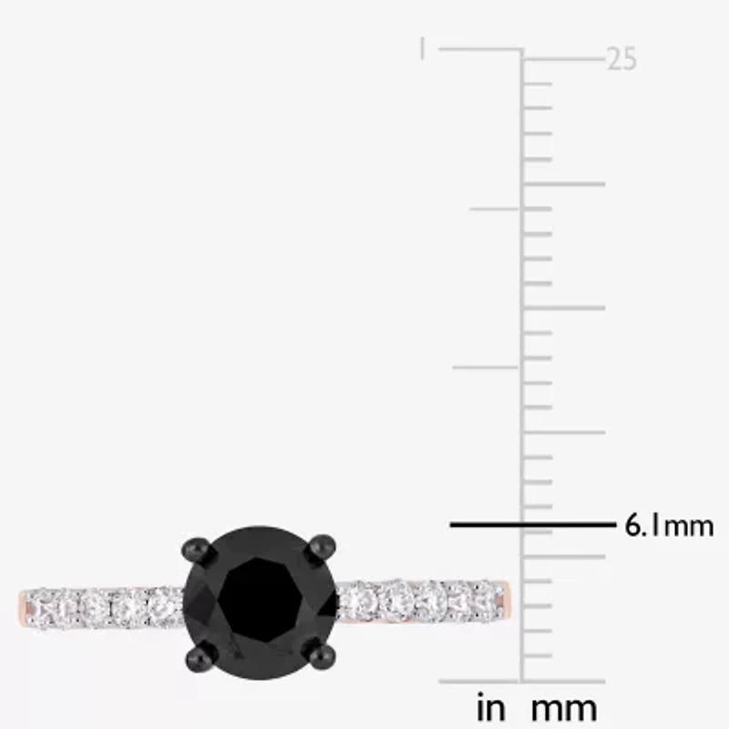 Midnight Black Womens 1 1/4 CT. T.W. Natural Diamond 14K Rose Gold Round Engagement Ring