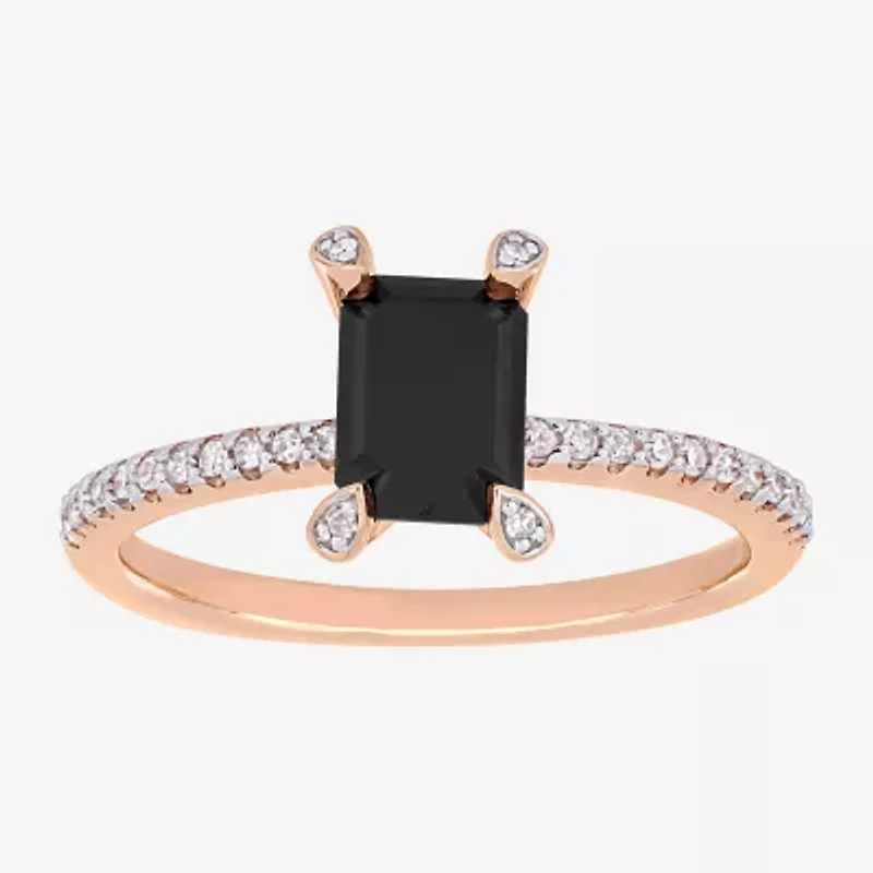Midnight Black Womens 1 1/10 CT. T.W.  Natural Diamond 10K Rose Gold Engagement Ring