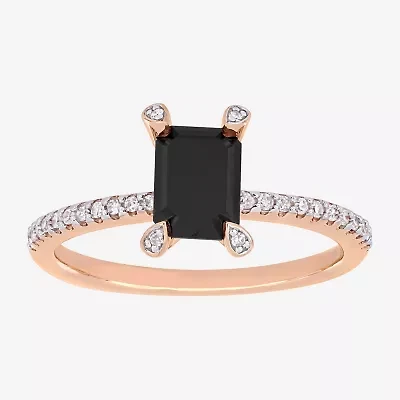 Midnight Black Womens 1 1/10 CT. T.W.  Natural Diamond 10K Rose Gold Engagement Ring