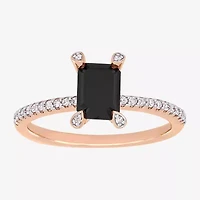 Midnight Black Womens 1 1/10 CT. T.W.  Natural Diamond 10K Rose Gold Engagement Ring