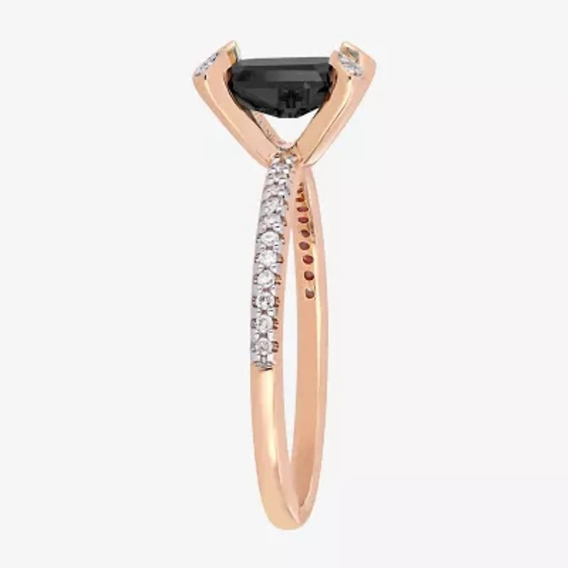 Midnight Black Womens 1 1/10 CT. T.W.  Natural Diamond 10K Rose Gold Engagement Ring