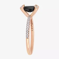 Midnight Black Womens 1 1/10 CT. T.W.  Natural Diamond 10K Rose Gold Engagement Ring