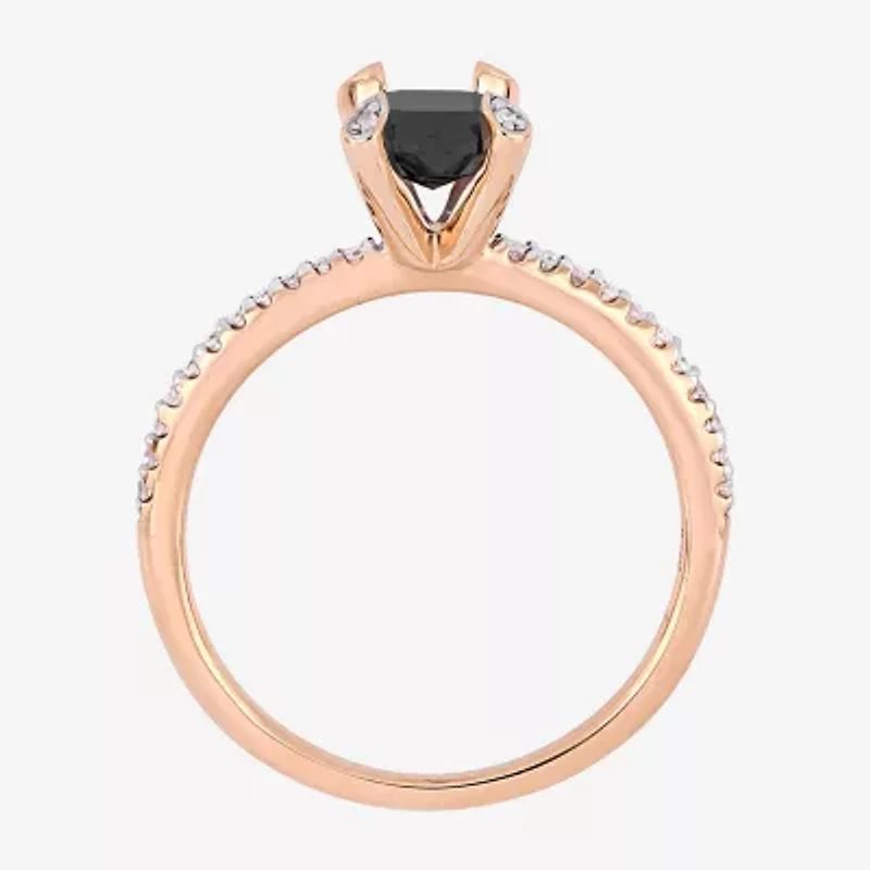 Midnight Black Womens 1 1/10 CT. T.W.  Natural Diamond 10K Rose Gold Engagement Ring