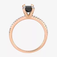 Midnight Black Womens 1 1/10 CT. T.W.  Natural Diamond 10K Rose Gold Engagement Ring