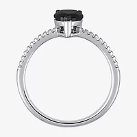 Midnight Black Womens 1 1/10 CT. T.W.  Natural Diamond 14K White Gold Pear Engagement Ring