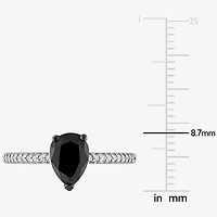 Midnight Black Womens 1 1/10 CT. T.W.  Natural Diamond 14K White Gold Pear Engagement Ring