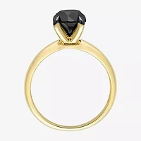 Midnight Black Womens 2 CT. Natural Diamond 10K Gold Round Solitaire Engagement Ring