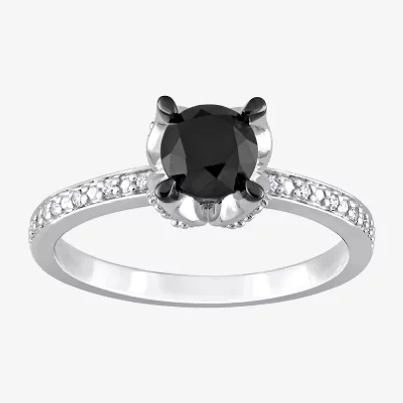 Midnight Black Womens CT. T.W. Natural Diamond 14K Gold Round Engagement Ring