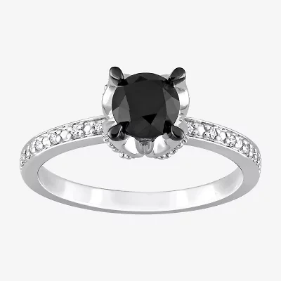 Midnight Black Womens CT. T.W. Natural Diamond 14K Gold Round Engagement Ring