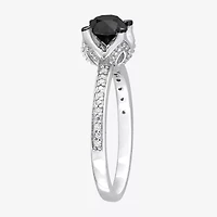 Midnight Black Womens CT. T.W. Natural Diamond 14K Gold Round Engagement Ring
