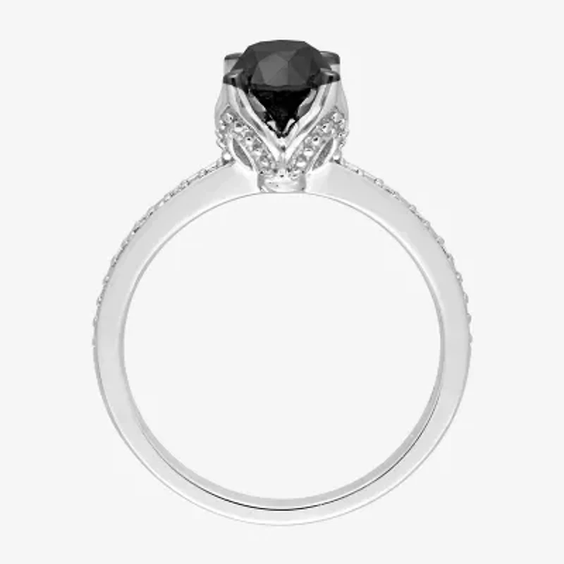 Midnight Black Womens CT. T.W. Natural Diamond 14K Gold Round Engagement Ring