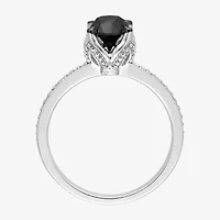 Midnight Black Womens CT. T.W. Natural Diamond 14K Gold Round Engagement Ring