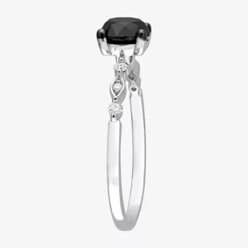 Midnight Black Womens 1 1/10 CT. T.W.  Natural Diamond 10K White Gold Round Engagement Ring