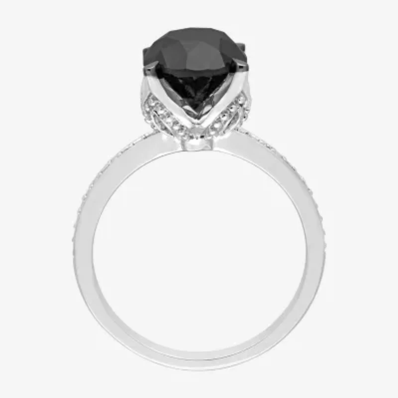Womens 3 CT. T.W. Natural Black Diamond 14K White Gold Round Engagement Ring