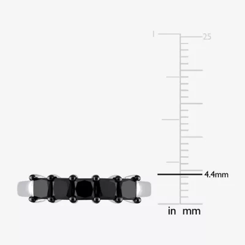 Midnight Black Womens 2MM 1 1/4 CT. T.W. Natural Diamond 10K White Gold 5-Stone Anniversary Band