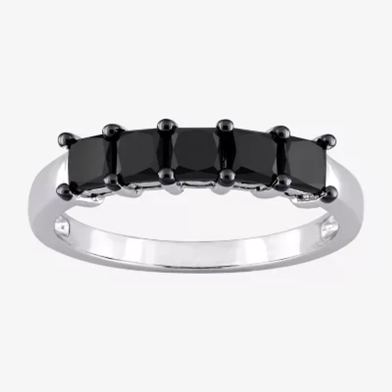 Midnight Black Womens 2MM 1 1/4 CT. T.W. Natural Diamond 10K White Gold 5-Stone Anniversary Band