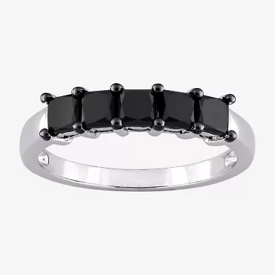 Midnight Black Womens 2MM 1 1/4 CT. T.W. Natural Diamond 10K White Gold 5-Stone Anniversary Band