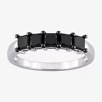Midnight Black Womens 2MM 1 1/4 CT. T.W. Natural Diamond 10K White Gold 5-Stone Anniversary Band
