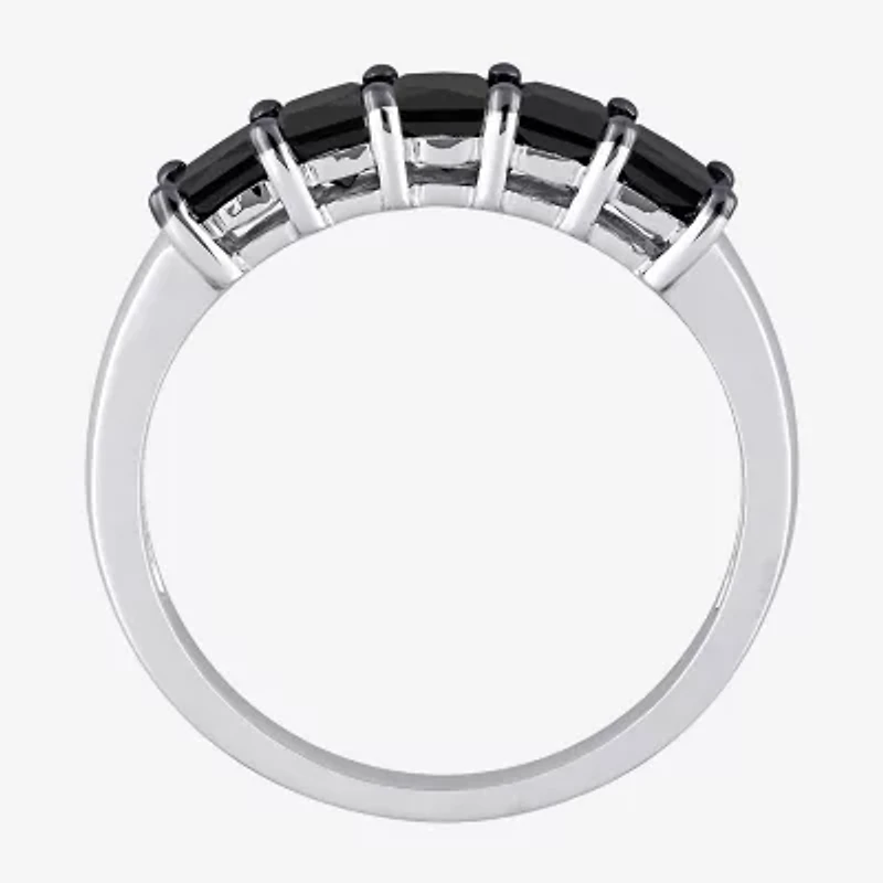 Midnight Black Womens 2MM 1 1/4 CT. T.W. Natural Diamond 10K White Gold 5-Stone Anniversary Band