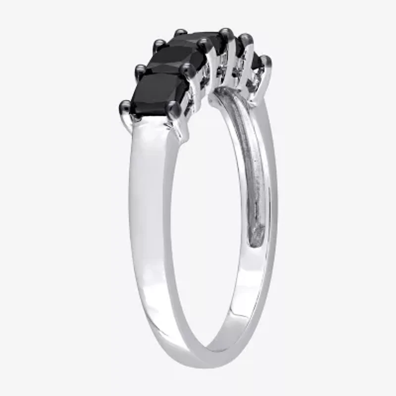 Midnight Black Womens 2MM 1 1/4 CT. T.W. Natural Diamond 10K White Gold 5-Stone Anniversary Band