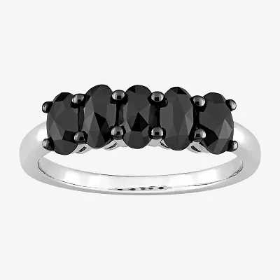 Midnight Black Womens 1 1/4 CT. T.W. Natural Diamond 10K White Gold 5-Stone Anniversary Band