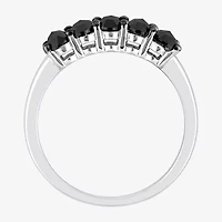Midnight Black Womens 1 1/4 CT. T.W. Natural Diamond 10K White Gold 5-Stone Anniversary Band