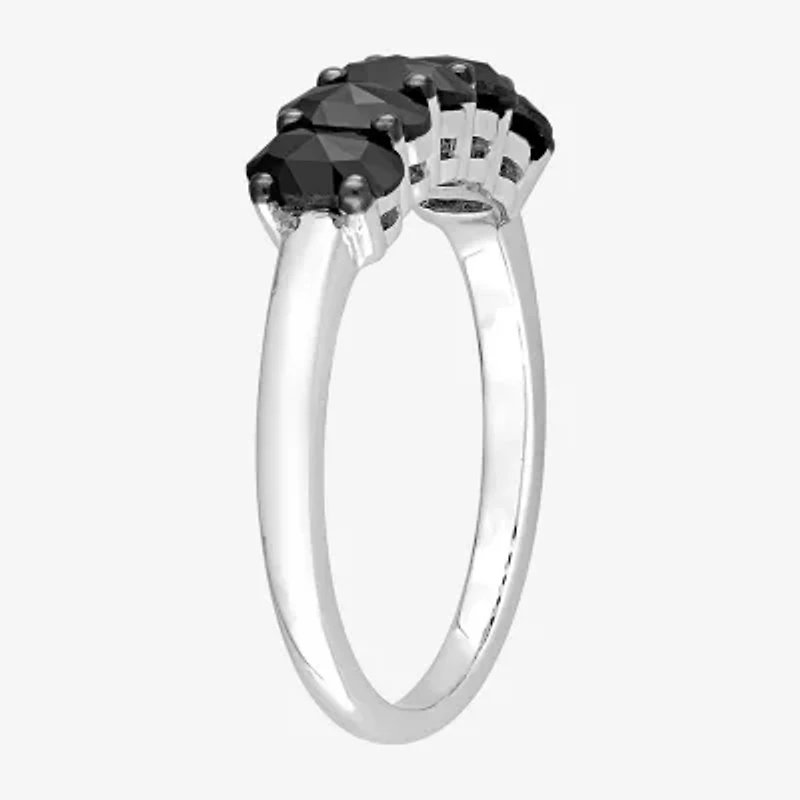 Midnight Black Womens 1 1/4 CT. T.W. Natural Diamond 10K White Gold 5-Stone Anniversary Band