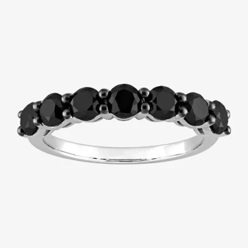 Midnight Black 7-Stone Womens 1 3/4 CT. T.W. Natural Diamond 10K White Gold Anniversary Wedding Band