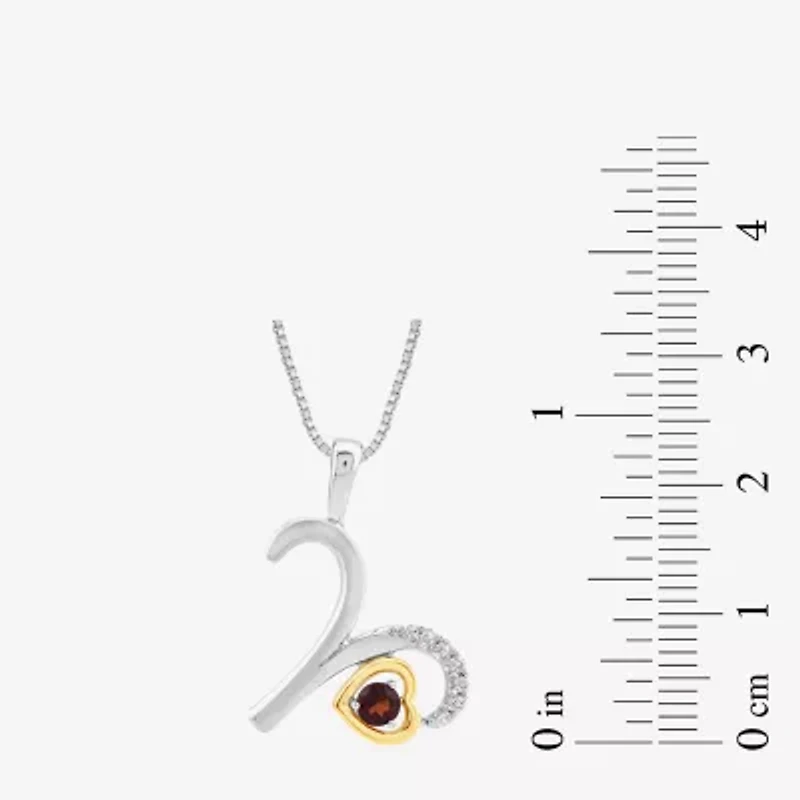 Womens Gemstone Zodiac Pendant Necklace Sterling Silver and 10K Gold