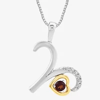 Womens Gemstone Zodiac Pendant Necklace Sterling Silver and 10K Gold