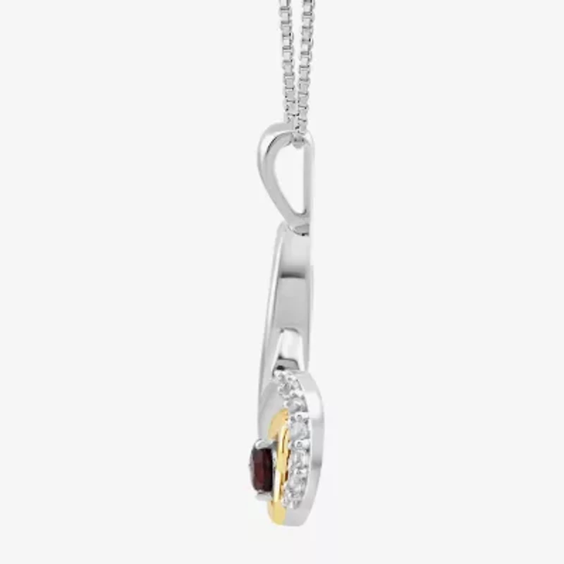 Womens Gemstone Zodiac Pendant Necklace Sterling Silver and 10K Gold