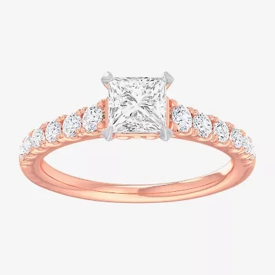 G-H / Si1-Si2) Womens 1 3/ CT. T.W. Lab Grown White Diamond 14K Gold Side Stone Engagement Ring