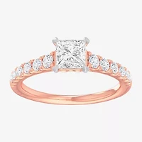 G-H / Si1-Si2) Womens 1 3/ CT. T.W. Lab Grown White Diamond 14K Gold Side Stone Engagement Ring