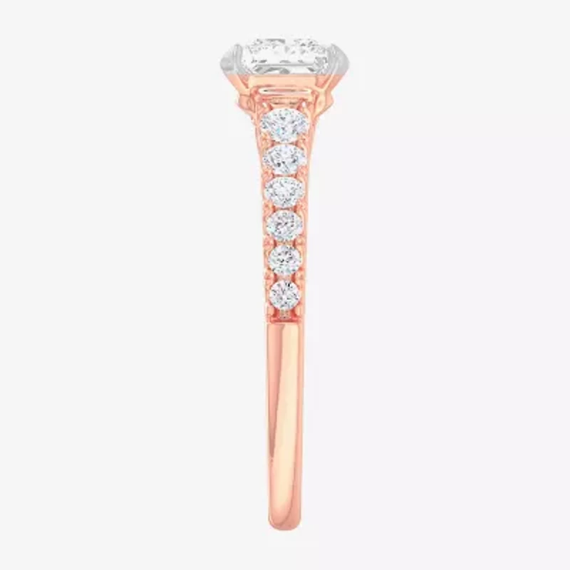 G-H / Si1-Si2) Womens 1 3/ CT. T.W. Lab Grown White Diamond 14K Gold Side Stone Engagement Ring