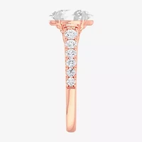 G-H / Si1-Si2) Womens 2 1/2 CT. T.W. Lab Grown White Diamond 14K Gold Oval Side Stone Engagement Ring