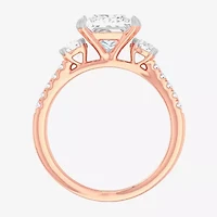 G-H / Si1-Si2) Womens 2 1/2 CT. T.W. Lab Grown White Diamond 14K Gold Side Stone -Stone Engagement Ring