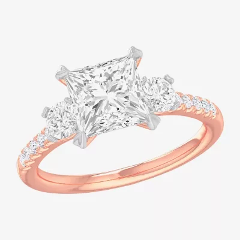 G-H / Si1-Si2) Womens 2 1/2 CT. T.W. Lab Grown White Diamond 14K Gold Side Stone -Stone Engagement Ring
