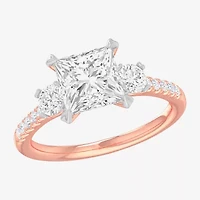 G-H / Si1-Si2) Womens 2 1/2 CT. T.W. Lab Grown White Diamond 14K Gold Side Stone -Stone Engagement Ring