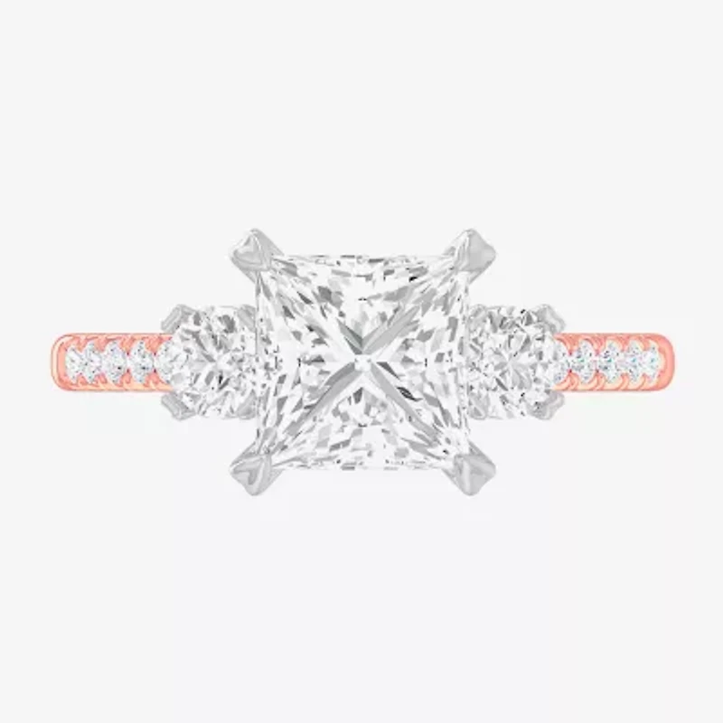 (G-H / Si1-Si2) Womens 2 1/2 CT. T.W. Lab Grown White Diamond 14K Gold Side Stone 3-Stone Engagement Ring