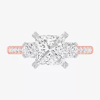 (G-H / Si1-Si2) Womens 2 1/2 CT. T.W. Lab Grown White Diamond 14K Gold Side Stone 3-Stone Engagement Ring