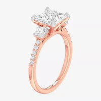 (G-H / Si1-Si2) Womens 2 1/2 CT. T.W. Lab Grown White Diamond 14K Gold Side Stone 3-Stone Engagement Ring