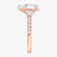 G-H / Si1-Si2) Womens 1/ CT. T.W. Lab Grown White Diamond 14K Gold Pear Side Stone -Stone Engagement Ring