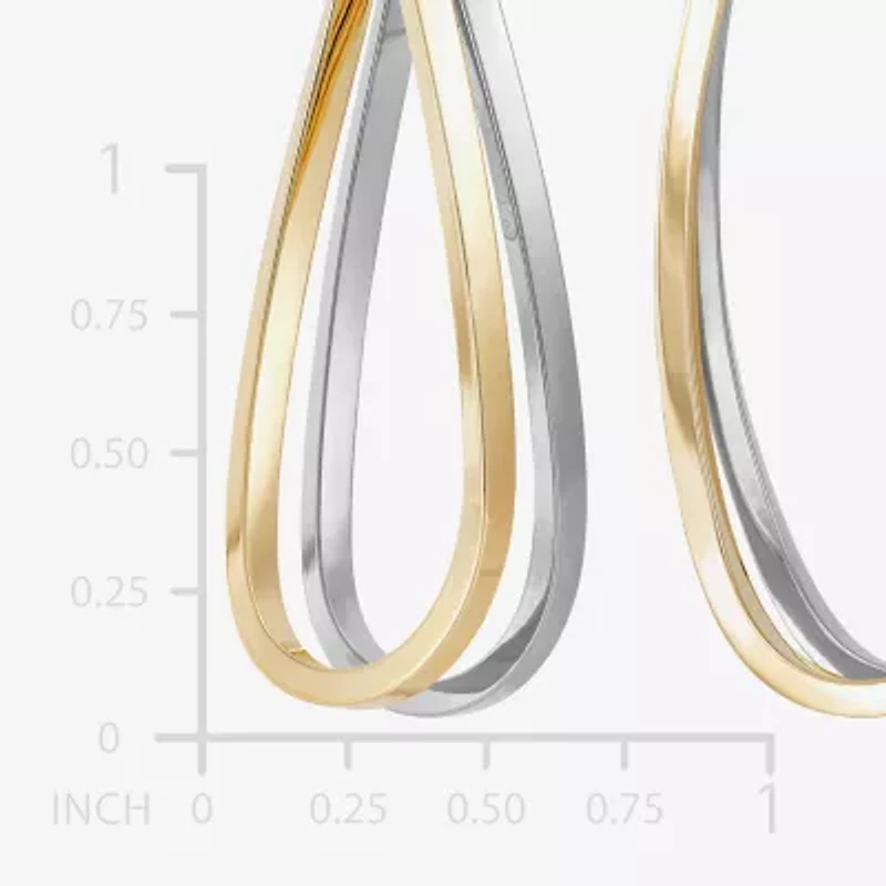 Made in Italy Womens 14K Two Tone Gold 40mm Round Hoop Earrings