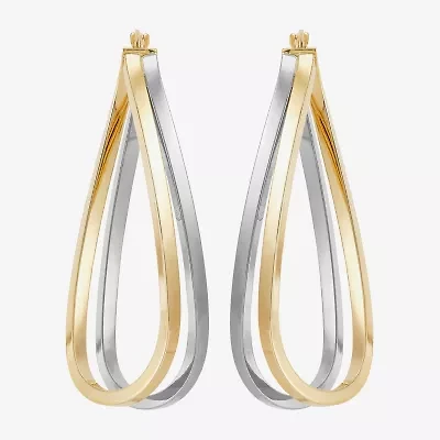 Made in Italy Womens 14K Two Tone Gold 40mm Round Hoop Earrings